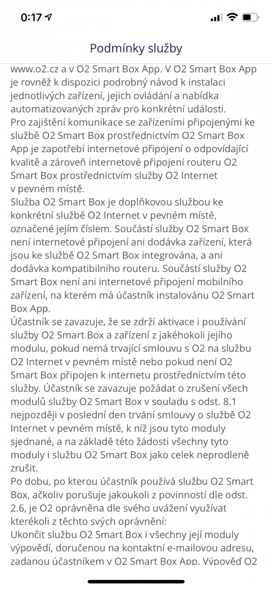 Mobilní aplikace pro ovládání O₂ Smart Boxu