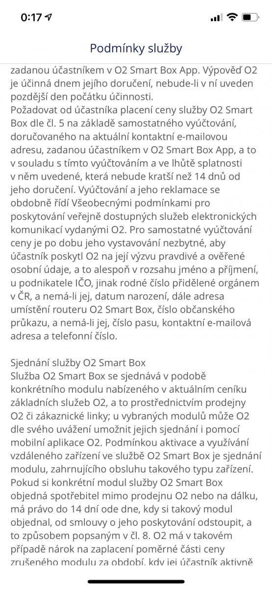 Mobilní aplikace pro ovládání O₂ Smart Boxu