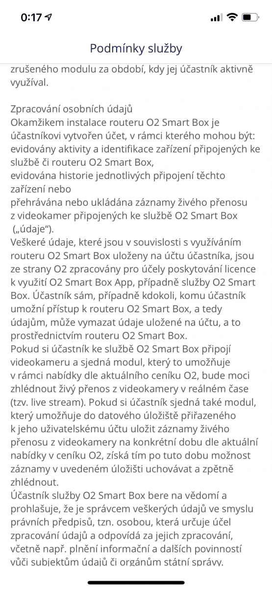 Mobilní aplikace pro ovládání O₂ Smart Boxu