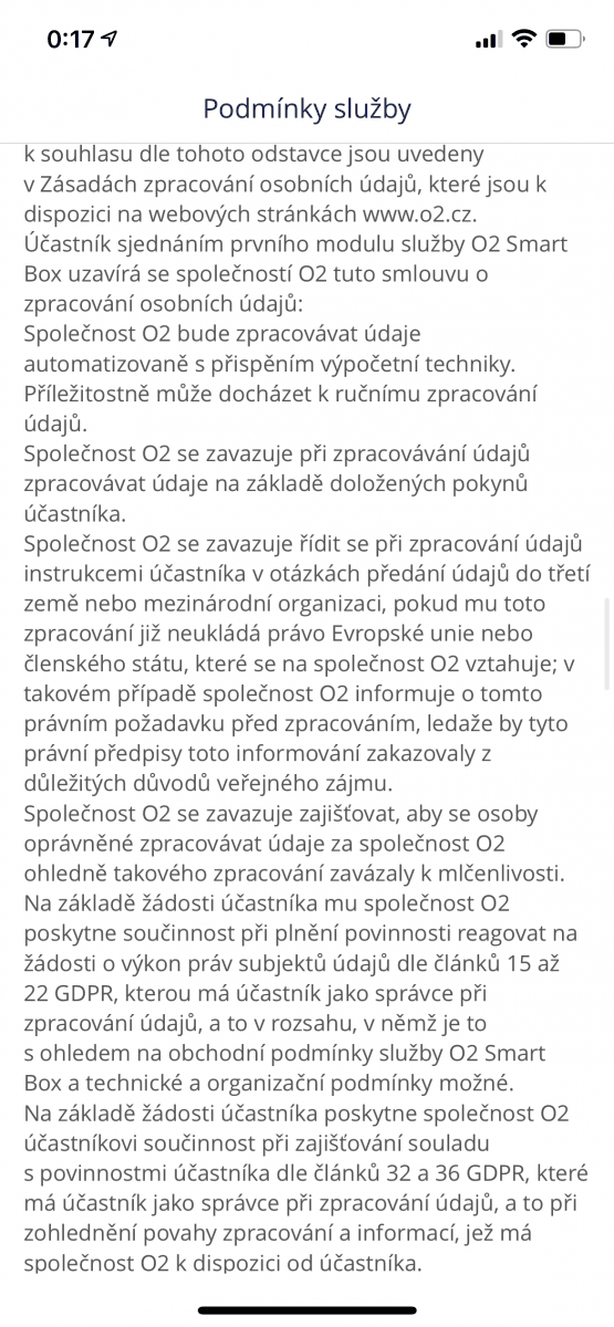 Mobilní aplikace pro ovládání O₂ Smart Boxu