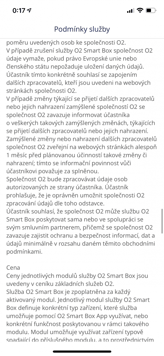 Mobilní aplikace pro ovládání O₂ Smart Boxu