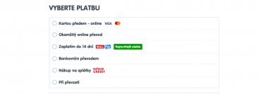 Možnost Zaplatit za 14 dní najdete na Mall.cz po vstupu do košíku mezi dalšími platebními variantami (25. 2. 2020).