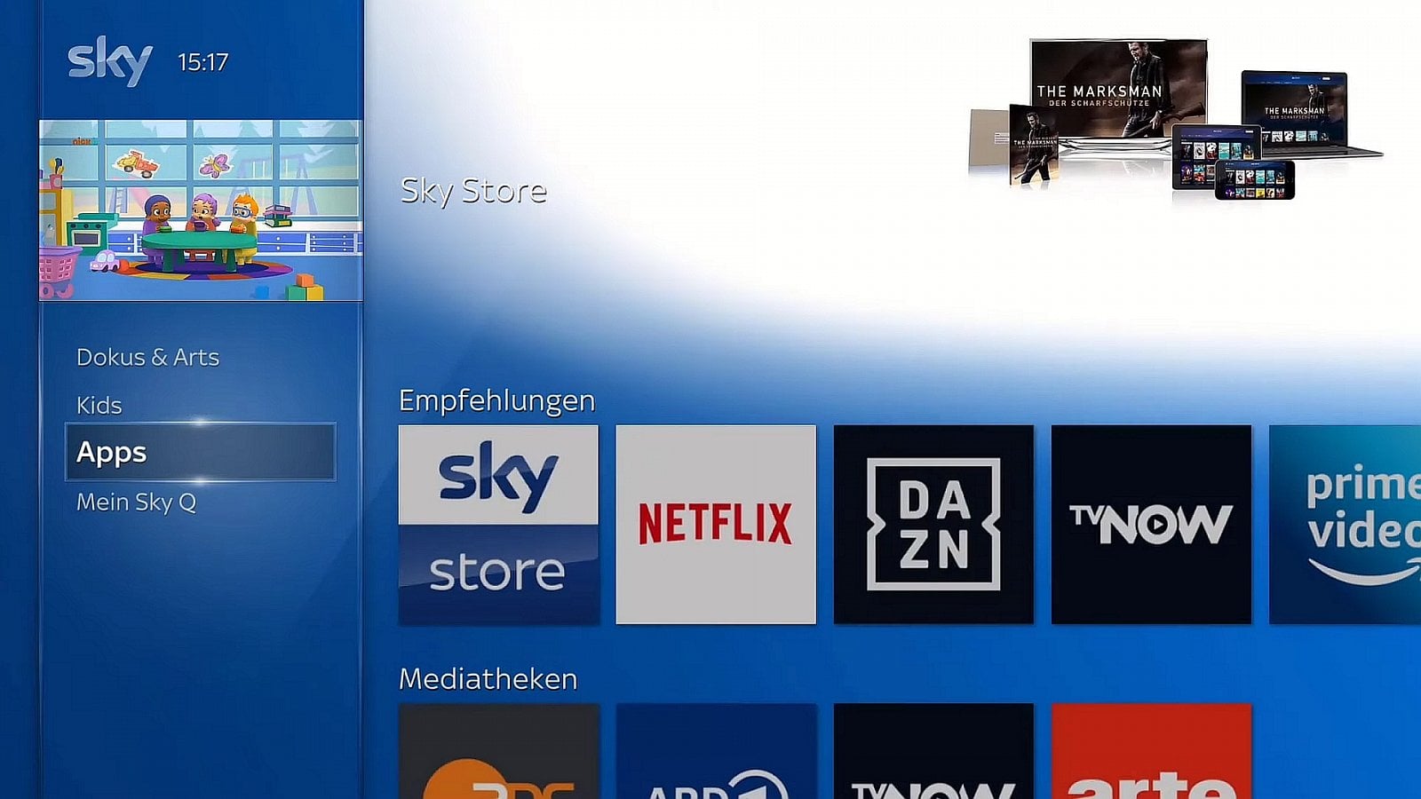 Ukázky instalovaných aplikací (Sky Deutschland)