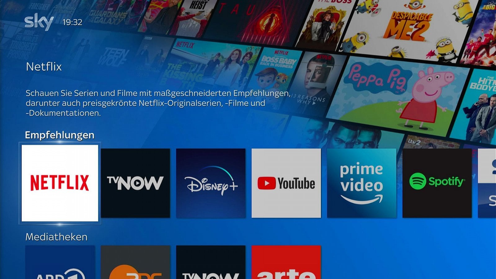 Ukázky instalovaných aplikací (Sky Deutschland)