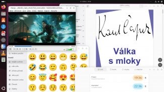 Pracovní plocha Ubuntu 25.04 (Plucky Puffin) s několika aplikacemi