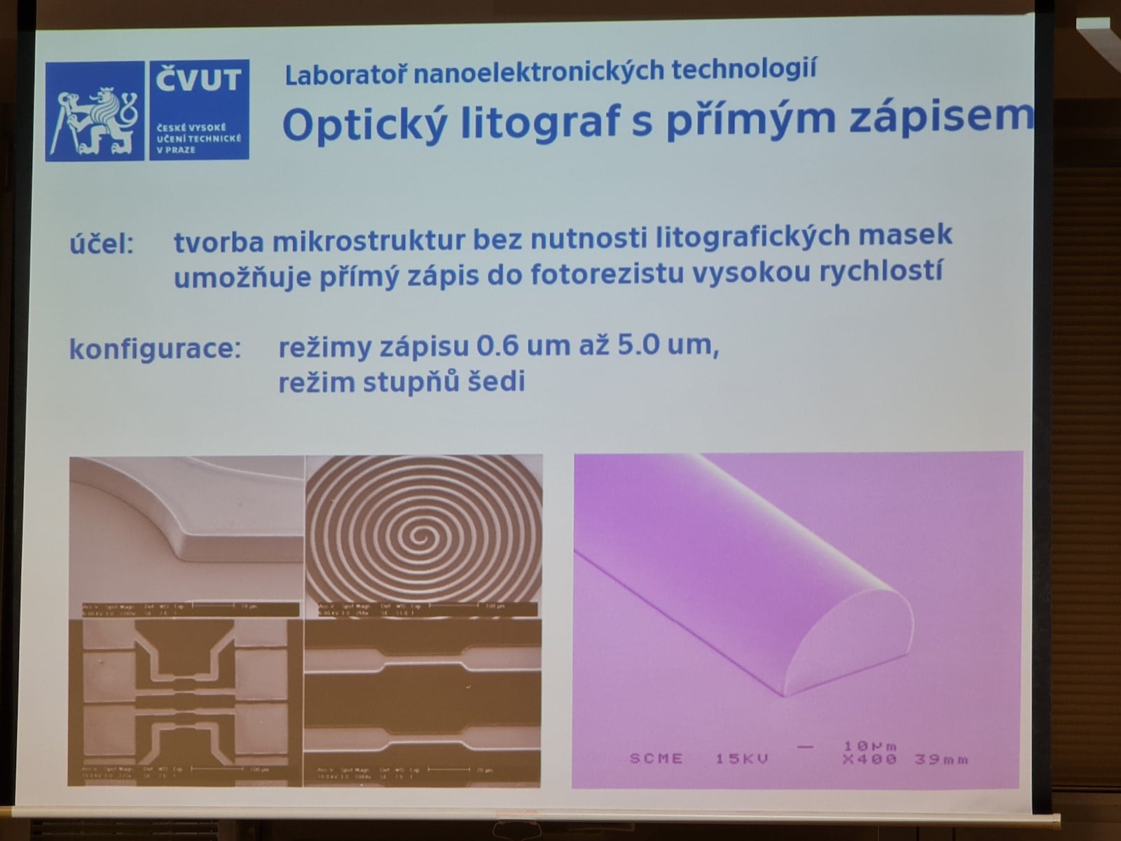 Nanolab, polovodičová laboratoř ČVUT - specifikace