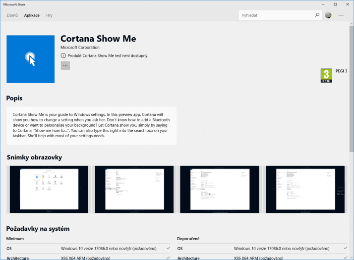 [block]Cortana Show Me zatím nemusí být ke stažení dostupná všem