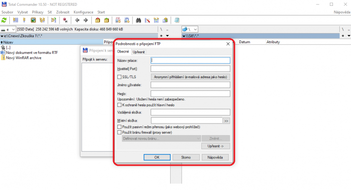 Připojení k FTP serveru obr. 3 (zdroj: Cnews)