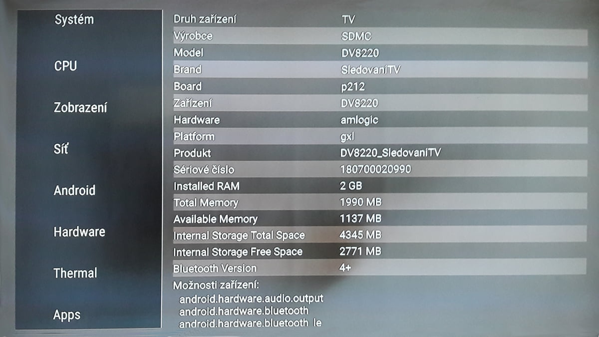 Box SledováníTV - AIDA64