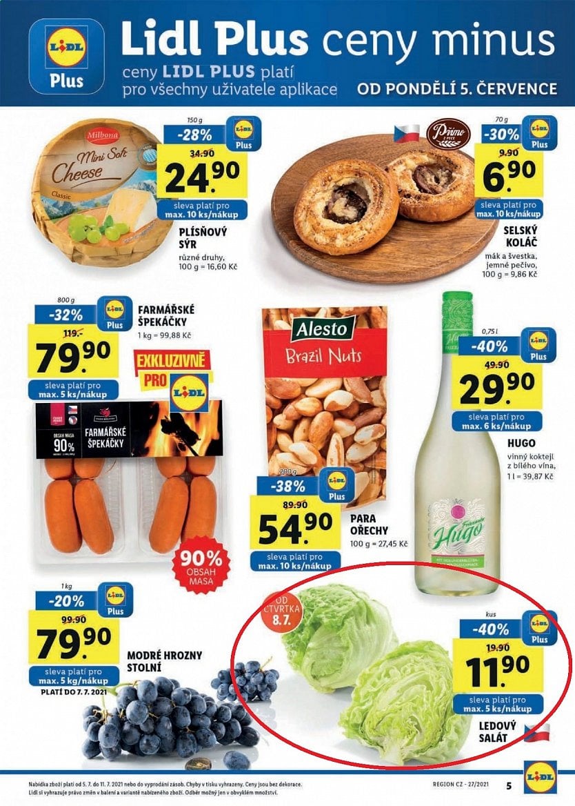 Nabídka ovoce a zeleniny v letácích z roku 2021 a 2022