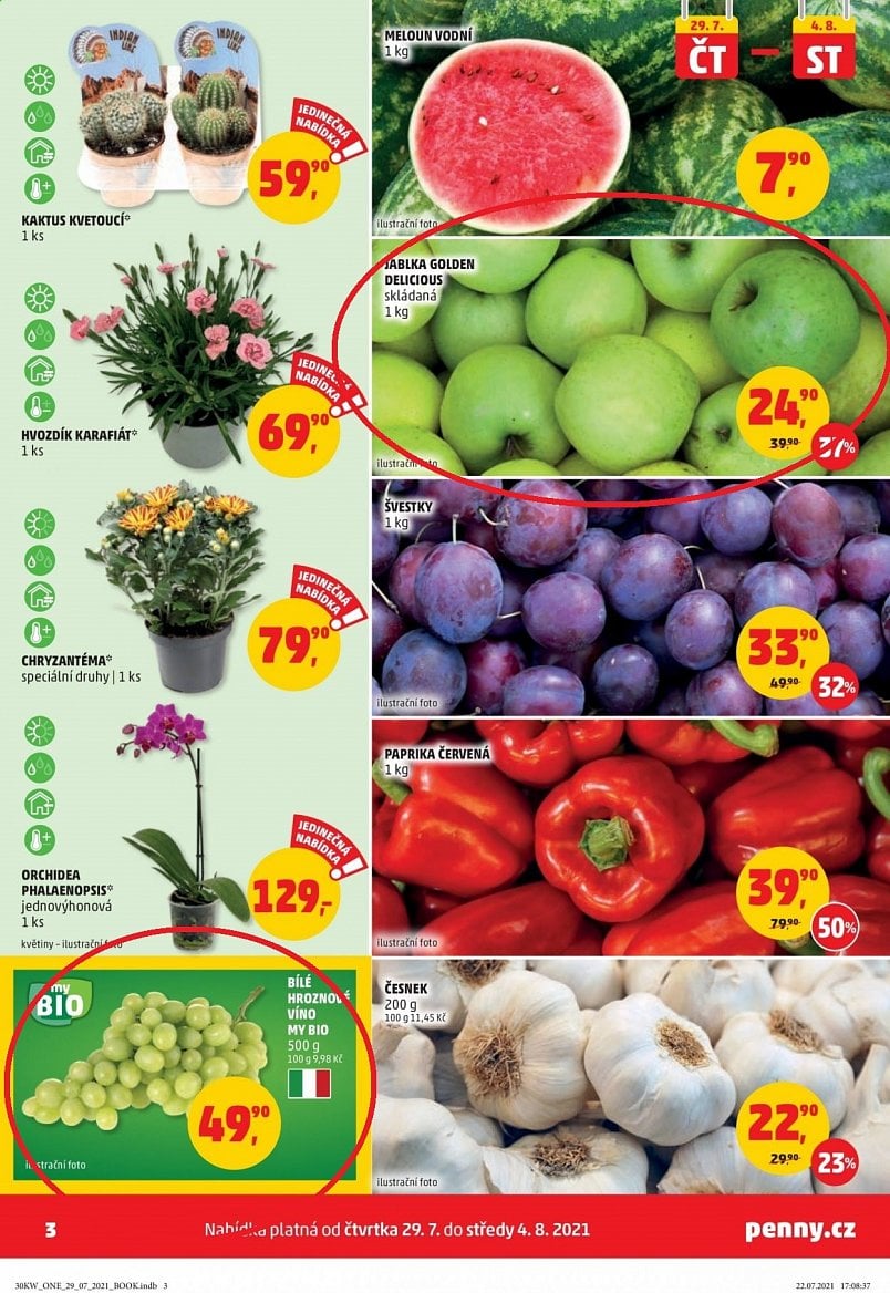 Nabídka ovoce a zeleniny v letácích z roku 2021 a 2022