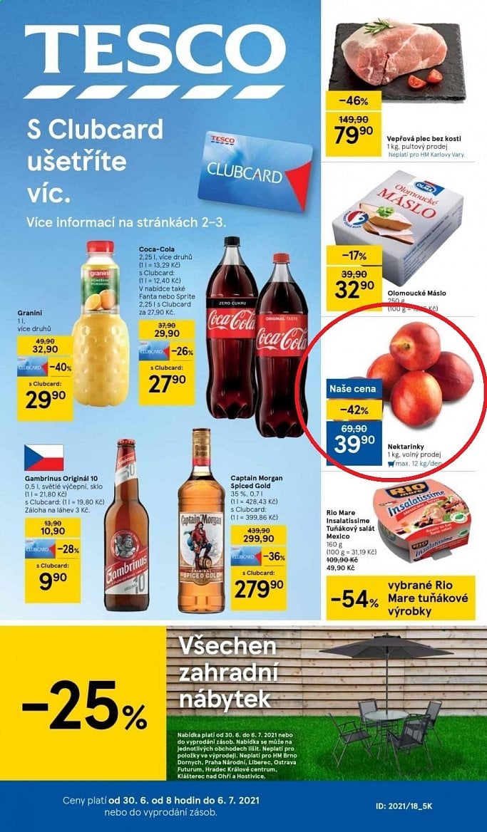 Nabídka ovoce a zeleniny v letácích z roku 2021 a 2022