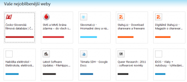 <p>Nabídka oblíbených webů při otevření nové záložky</p>