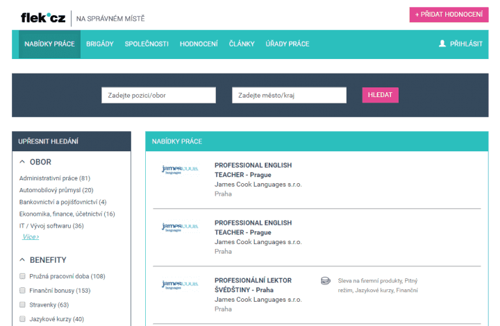 Pracovní portál Flek.cz v novém designu