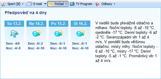 <p>Předpověď počasí na 4 dny</p>