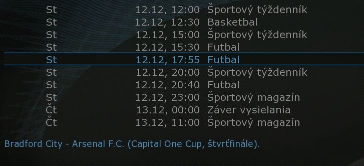 Slovak Sport.TV začala vysílat řádného elektronického programového průvodce.