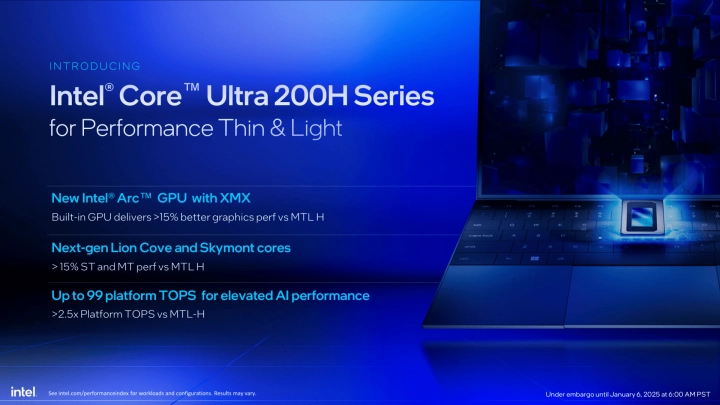 Představení Intel Core Ultra 200H (Arrow Lake-H) na CES 2025