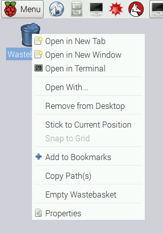 Koš vysypete z kontextového menu, jak jste zvyklí odjinud.
