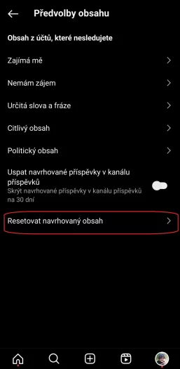Instagram resetování doporučeného obsahu