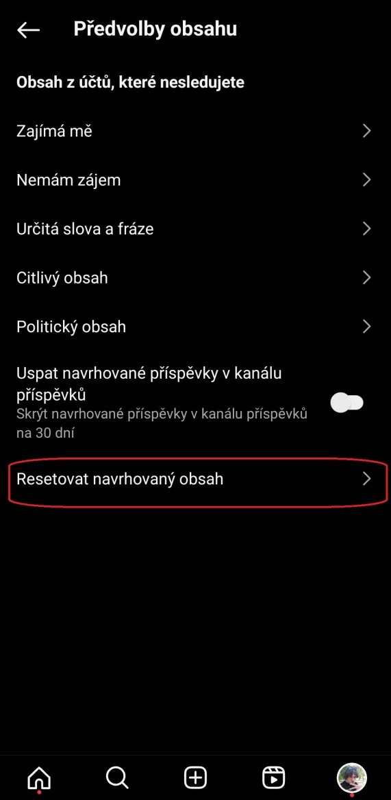 Instagram resetování doporučeného obsahu