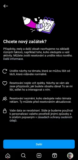 Instagram resetování doporučeného obsahu