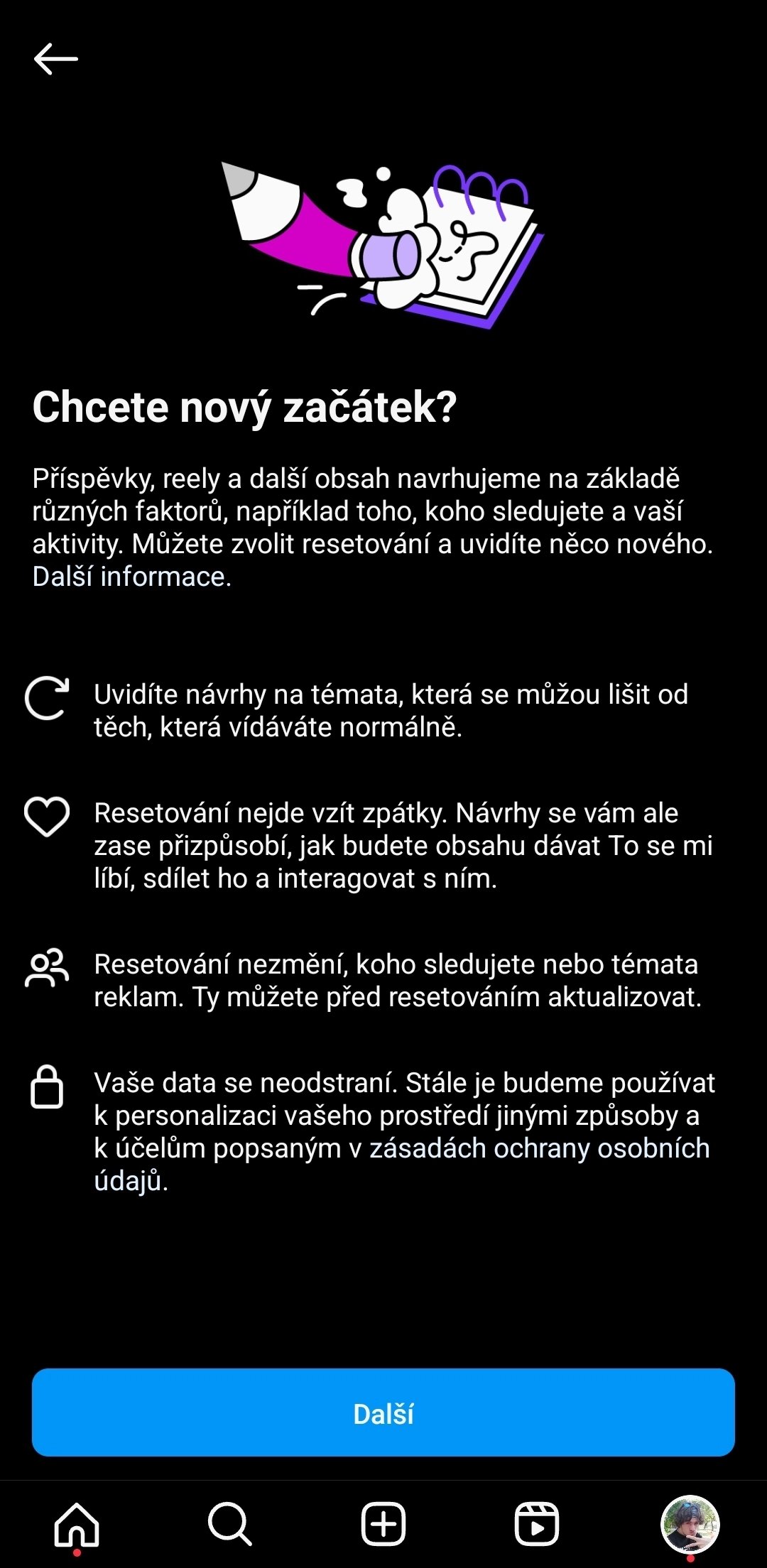Instagram resetování doporučeného obsahu
