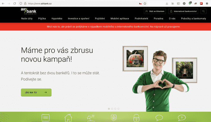Air Bank, informace o nefukčním internetovém bankovnictví. 30. 08. 2023, 10:00 hod.