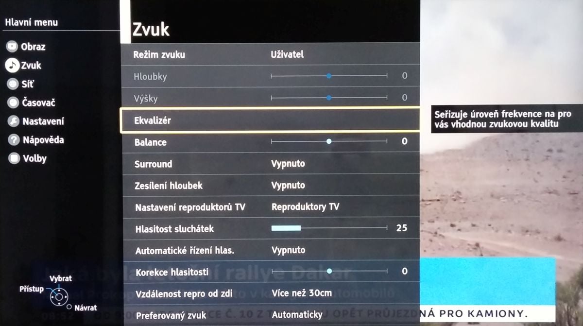 Panasonic TX-58DX700 - menu nastavení, obraz a zvuk