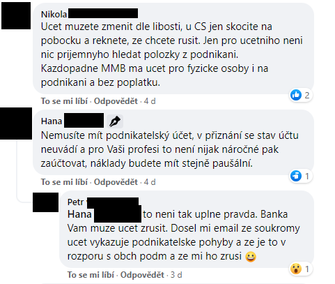 Podnikatelé na Facebooku diskutují o podnikatelských účtech
