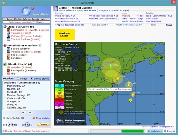 Pomocí Earth Alert se dozvíte o přírodních katastrofách ve světě dříve, než ve zprávách