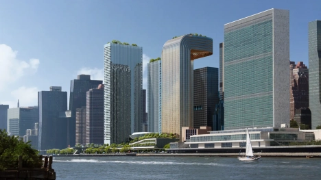 Náhledový obrázek - Nová chlouba New Yorku. Na Manhattanu mají vyrůst unikátní mrakodrapy propojené obřím nekonečným bazénem na střeše