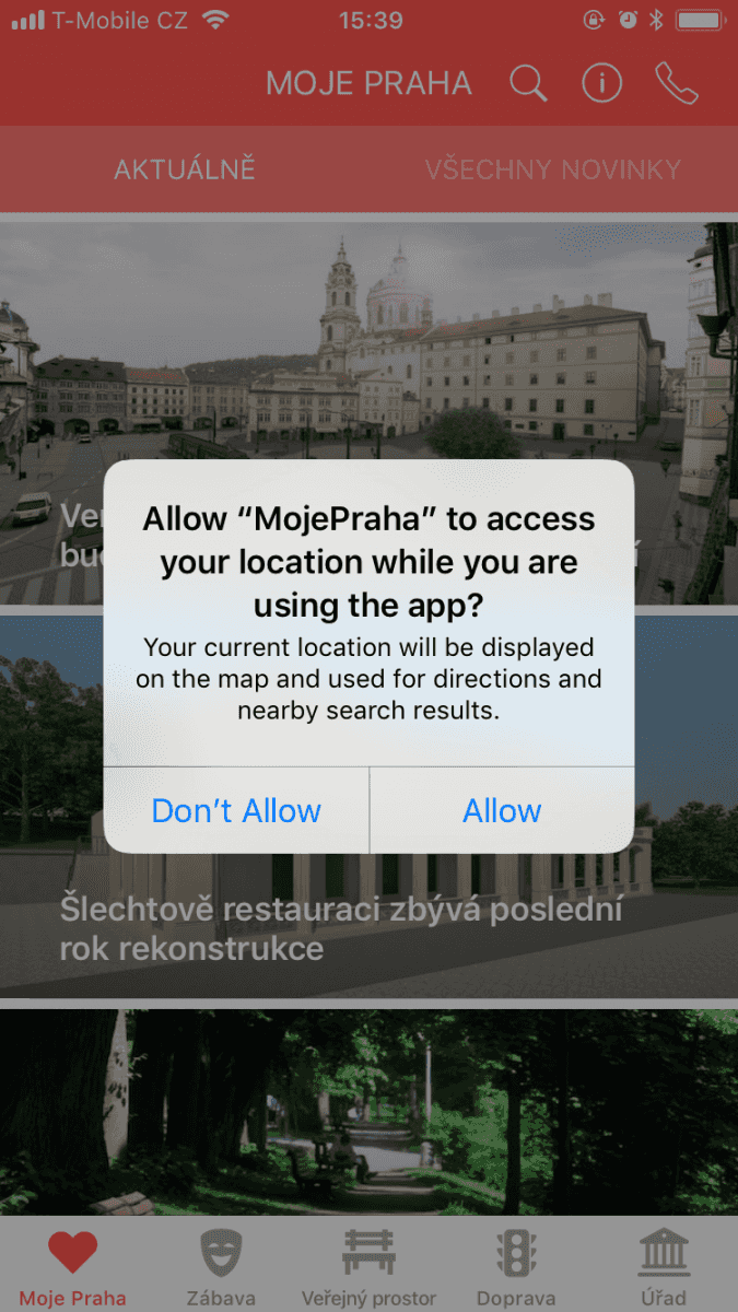 Mobilní aplikace Moje Praha
