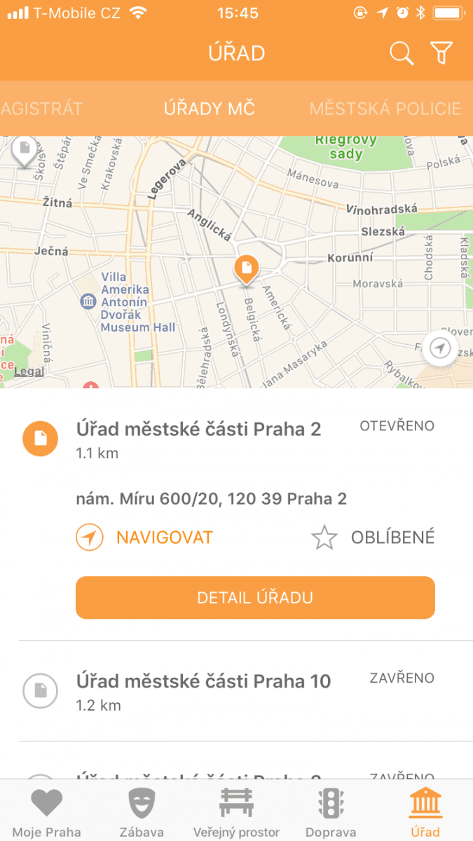 Mobilní aplikace Moje Praha
