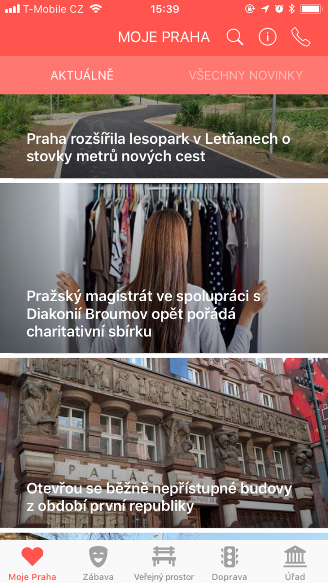 Mobilní aplikace Moje Praha