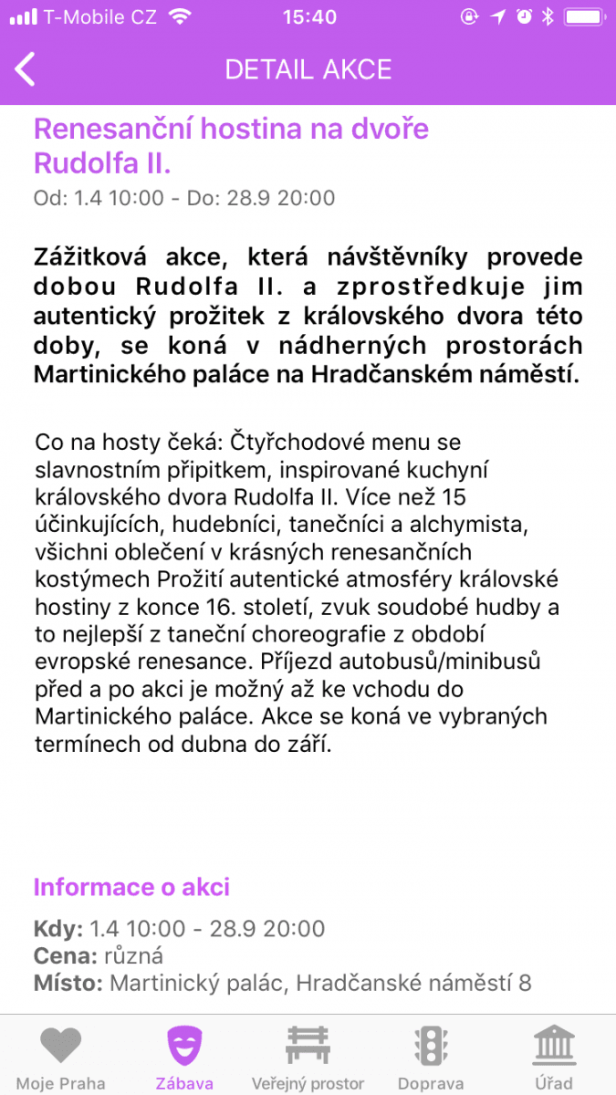 Mobilní aplikace Moje Praha