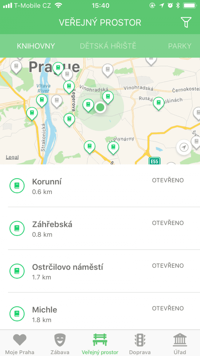Mobilní aplikace Moje Praha