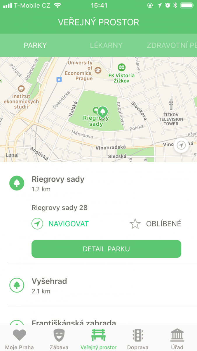 Mobilní aplikace Moje Praha