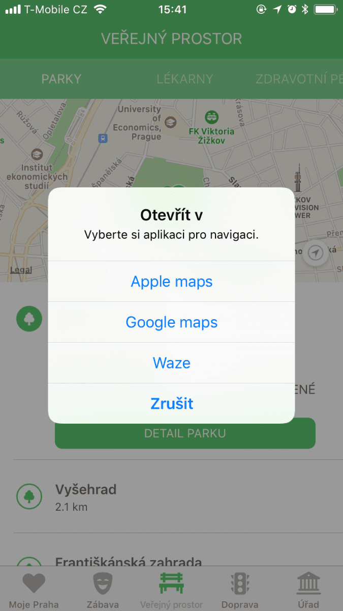 Mobilní aplikace Moje Praha