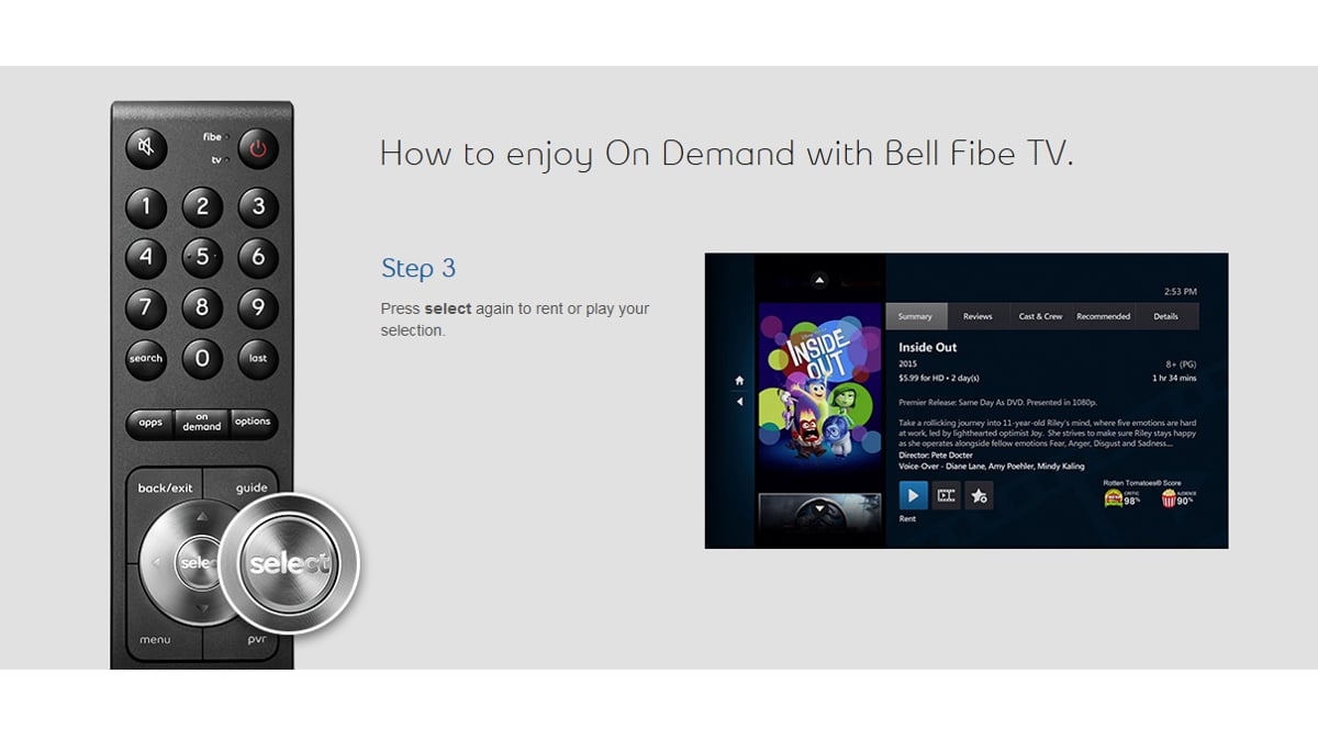 Video On Demand služby Bell Fibe