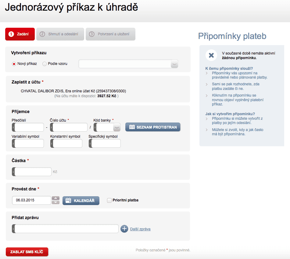 Internetové bankovnictví Era/Poštovní spořitelny