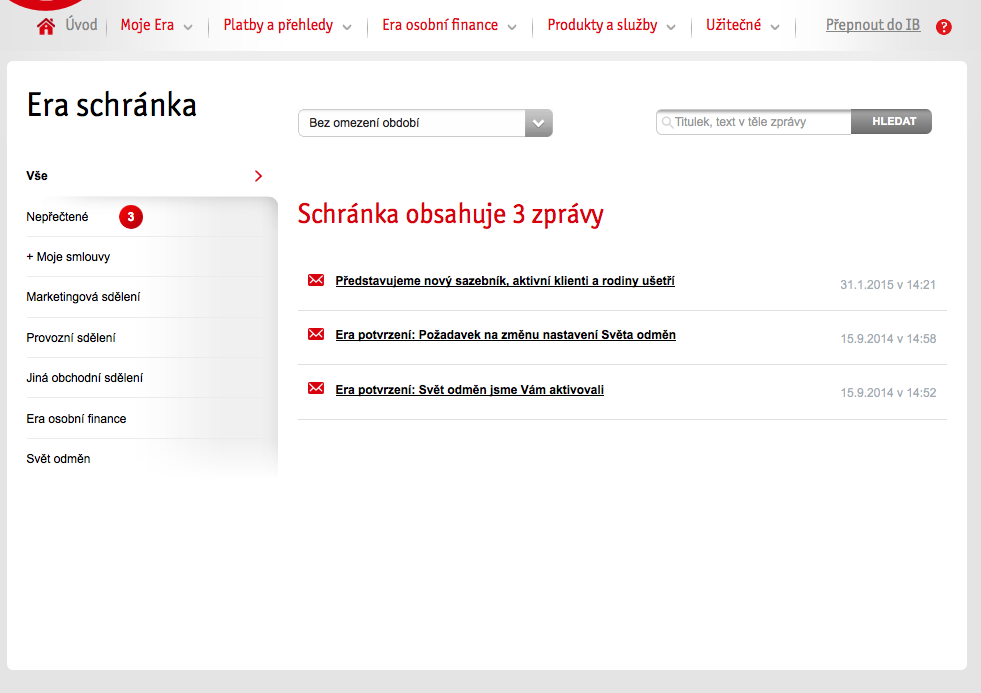 Internetové bankovnictví Era/Poštovní spořitelny