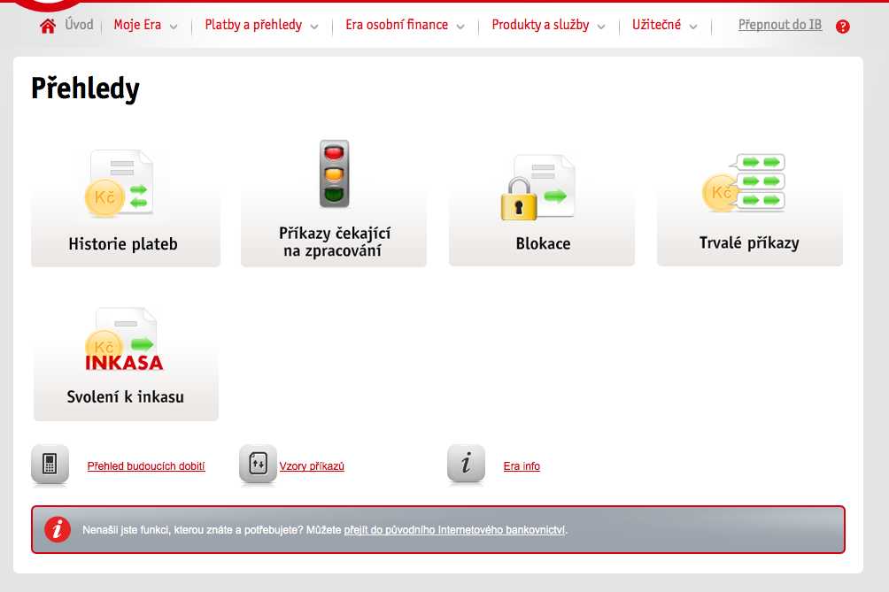 Internetové bankovnictví Era/Poštovní spořitelny