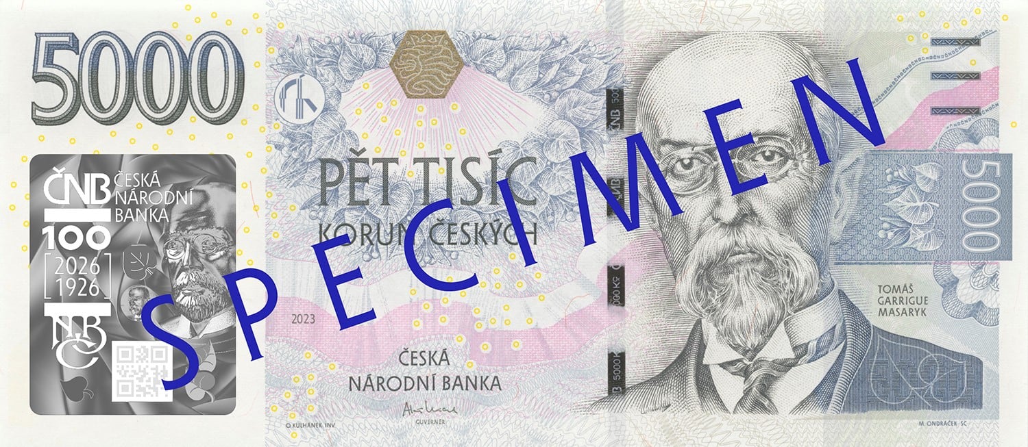 Výroční pětitisícikoruna s holografickým přítiskem