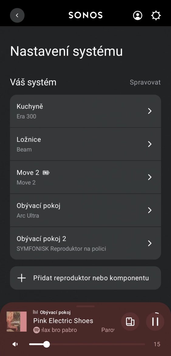 Mobilní aplikace Sonos