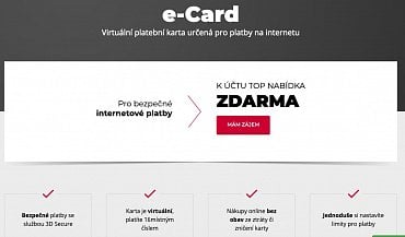 Virtuální karta e-Card od Komerční banky (11.11.2020).