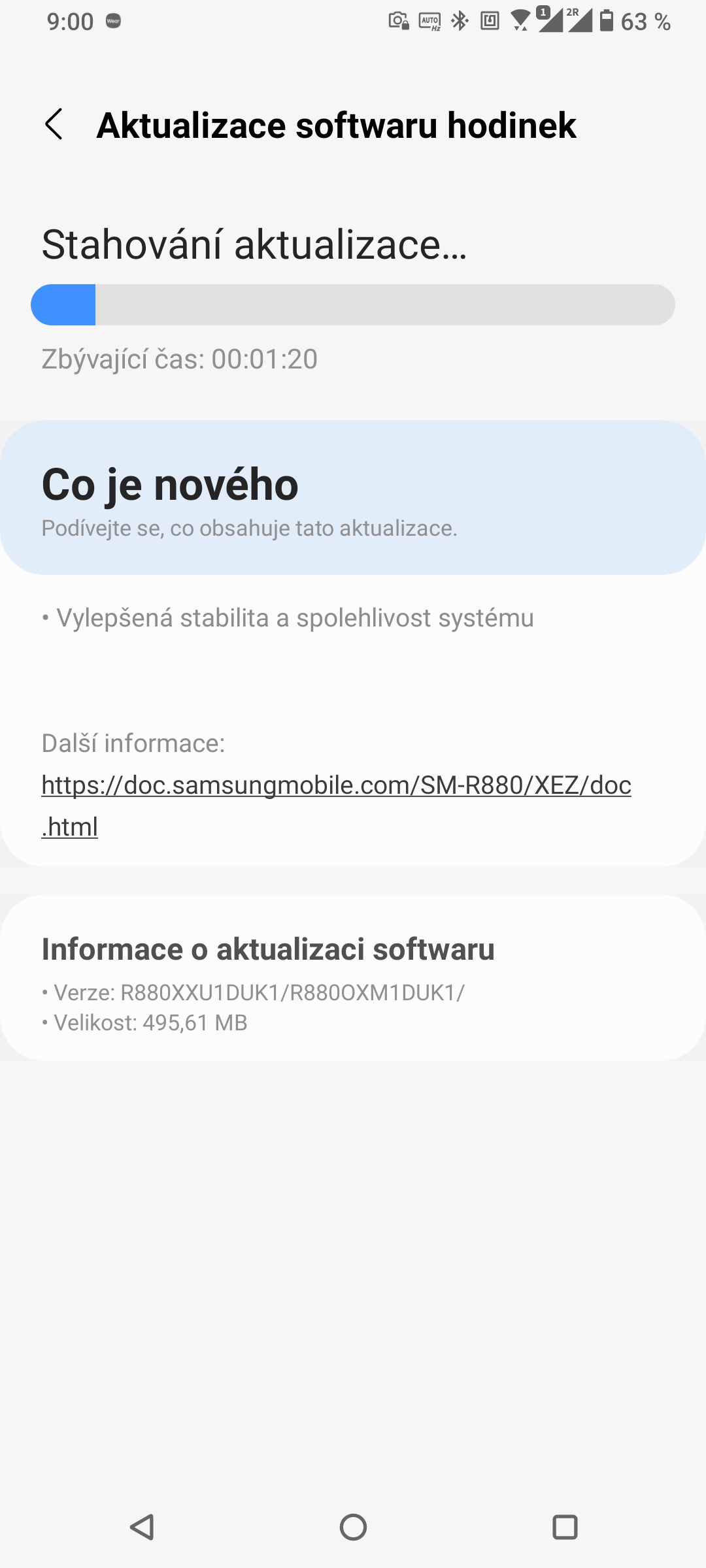 Aplikace Galaxy Wearable pro Android. Stahování aktualizace pro hodinky. (14. 12. 2021)