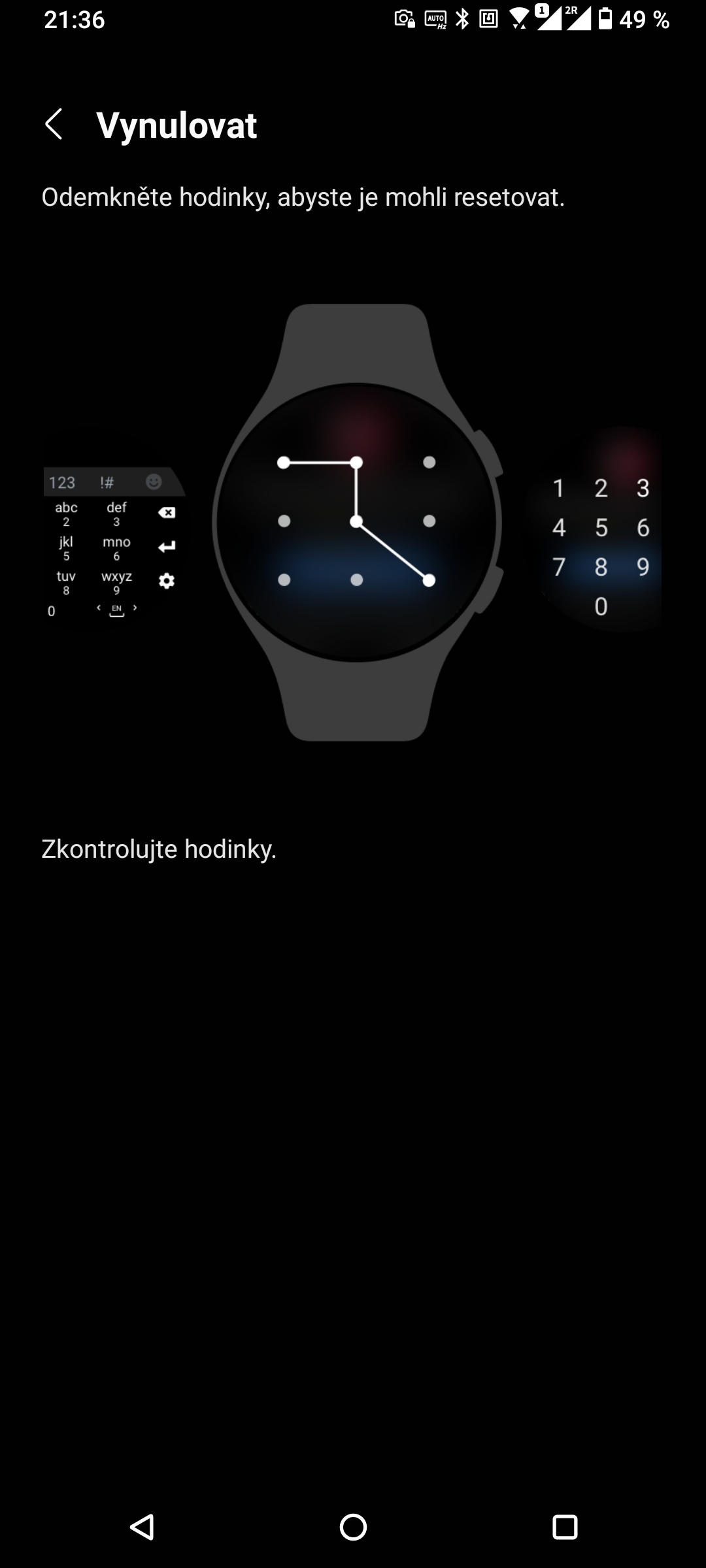 Samsung Galaxy Watch 4. Zabezpečení může být kromě PINu i gestem. (14. 12. 2021)