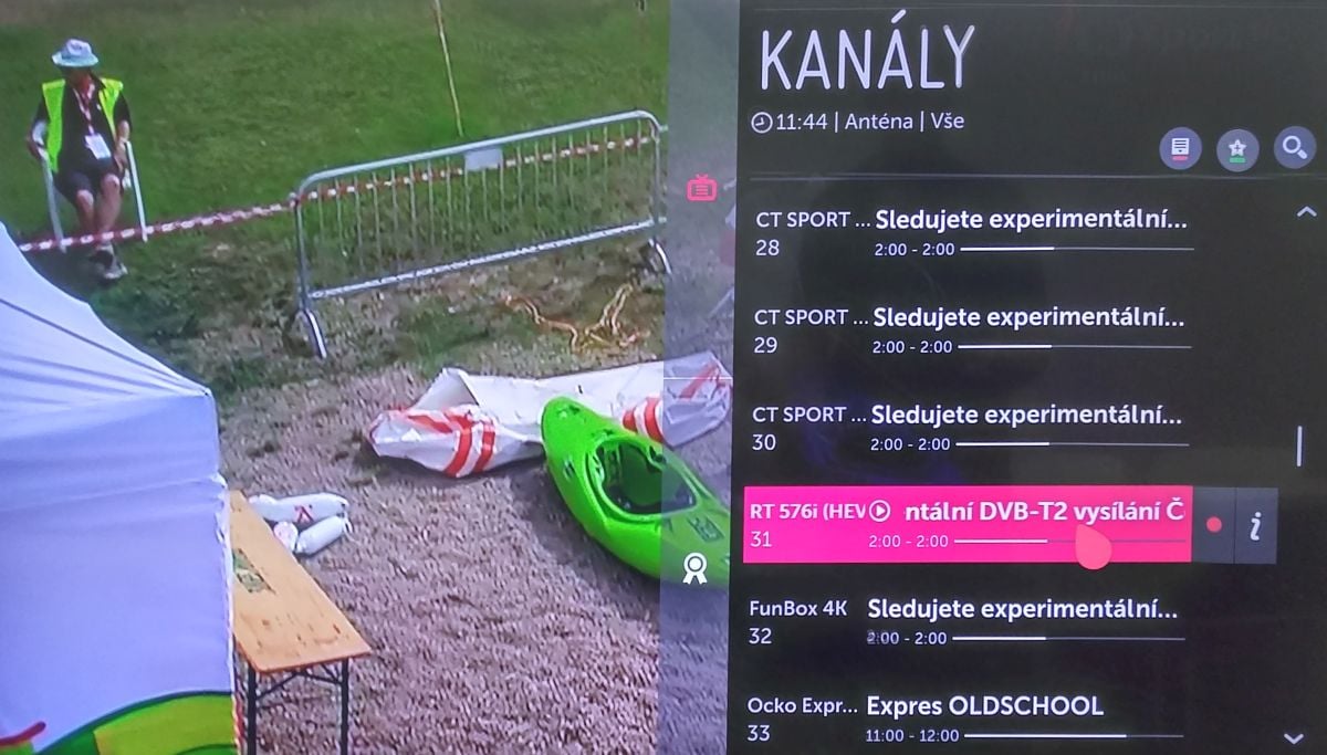 LG 55UH750V - experimentální vysílání v DVB-T2/HEVC