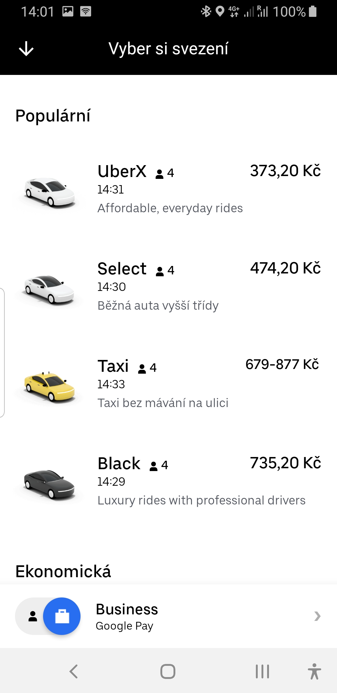 V Praze od 23. 12. 2019 funguje Uber Taxi.