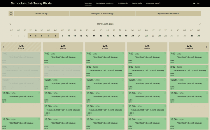 Rezervační systém Reenio používá například společnost PIXXLA, která nabízí samoobslužné saunování v přírodě.